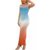 imagePINSV Womens Sexy Sleeveless Bodycon Tank Dress U Neck Halter Wrap Long Maxi Dresses Casual Party Beach SundressesGradient Blue