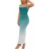 imagePINSV Womens Sexy Sleeveless Bodycon Tank Dress U Neck Halter Wrap Long Maxi Dresses Casual Party Beach SundressesGradient Green