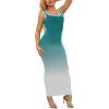 imagePINSV Womens Sexy Sleeveless Bodycon Tank Dress U Neck Halter Wrap Long Maxi Dresses Casual Party Beach SundressesGradient Green