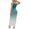 imagePINSV Womens Sexy Sleeveless Bodycon Tank Dress U Neck Halter Wrap Long Maxi Dresses Casual Party Beach SundressesGradient Green
