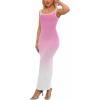 imagePINSV Womens Sexy Sleeveless Bodycon Tank Dress U Neck Halter Wrap Long Maxi Dresses Casual Party Beach SundressesGradient Pink