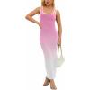 imagePINSV Womens Sexy Sleeveless Bodycon Tank Dress U Neck Halter Wrap Long Maxi Dresses Casual Party Beach SundressesGradient Pink