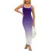 imagePINSV Womens Sexy Sleeveless Bodycon Tank Dress U Neck Halter Wrap Long Maxi Dresses Casual Party Beach SundressesGradient Purple