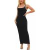 imagePINSV Womens Sexy Sleeveless Bodycon Tank Dress U Neck Halter Wrap Long Maxi Dresses Casual Party Beach SundressesSolid Black