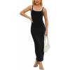 imagePINSV Womens Sexy Sleeveless Bodycon Tank Dress U Neck Halter Wrap Long Maxi Dresses Casual Party Beach SundressesSolid Black