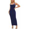 imagePINSV Womens Sexy Sleeveless Bodycon Tank Dress U Neck Halter Wrap Long Maxi Dresses Casual Party Beach SundressesSolid Dark Blue