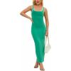 imagePINSV Womens Sexy Sleeveless Bodycon Tank Dress U Neck Halter Wrap Long Maxi Dresses Casual Party Beach SundressesSolid Green