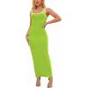 imagePINSV Womens Sexy Sleeveless Bodycon Tank Dress U Neck Halter Wrap Long Maxi Dresses Casual Party Beach SundressesSolid Neon Green