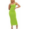 imagePINSV Womens Sexy Sleeveless Bodycon Tank Dress U Neck Halter Wrap Long Maxi Dresses Casual Party Beach SundressesSolid Neon Green