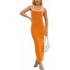 imagePINSV Womens Sexy Sleeveless Bodycon Tank Dress U Neck Halter Wrap Long Maxi Dresses Casual Party Beach SundressesSolid Orange