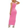 imagePINSV Womens Sexy Sleeveless Bodycon Tank Dress U Neck Halter Wrap Long Maxi Dresses Casual Party Beach SundressesSolid Pink