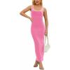 imagePINSV Womens Sexy Sleeveless Bodycon Tank Dress U Neck Halter Wrap Long Maxi Dresses Casual Party Beach SundressesSolid Pink