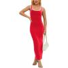 imagePINSV Womens Sexy Sleeveless Bodycon Tank Dress U Neck Halter Wrap Long Maxi Dresses Casual Party Beach SundressesSolid Red
