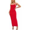 imagePINSV Womens Sexy Sleeveless Bodycon Tank Dress U Neck Halter Wrap Long Maxi Dresses Casual Party Beach SundressesSolid Red