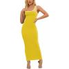 imagePINSV Womens Sexy Sleeveless Bodycon Tank Dress U Neck Halter Wrap Long Maxi Dresses Casual Party Beach SundressesSolid Yellow