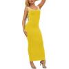 imagePINSV Womens Sexy Sleeveless Bodycon Tank Dress U Neck Halter Wrap Long Maxi Dresses Casual Party Beach SundressesSolid Yellow