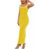 imagePINSV Womens Sexy Sleeveless Bodycon Tank Dress U Neck Halter Wrap Long Maxi Dresses Casual Party Beach SundressesSolid Yellow