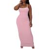 imagePINSV Womens Summer Slip Dresses Spaghetti Strap Bodycon Maxi Dress CasualPink a