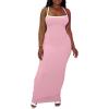 imagePINSV Womens Summer Slip Dresses Spaghetti Strap Bodycon Maxi Dress CasualPink a