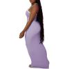imagePINSV Womens Summer Slip Dresses Spaghetti Strap Bodycon Maxi Dress CasualPurple a