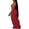 imagePINSV Womens Summer Slip Dresses Spaghetti Strap Bodycon Maxi Dress CasualRed a