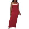 imagePINSV Womens Summer Slip Dresses Spaghetti Strap Bodycon Maxi Dress CasualRed a