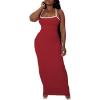 imagePINSV Womens Summer Slip Dresses Spaghetti Strap Bodycon Maxi Dress CasualRed a