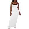 imagePINSV Womens Summer Slip Dresses Spaghetti Strap Bodycon Maxi Dress CasualWhite a