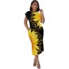 imagePINSV Women Cap Sleeves Summer Midi Dress Casual Fitted Slit Dresses with PocketsFlower Print