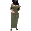 imagePINSV Womens Bodycon Maxi Dress Stretchy Sleeveless Tank Dress Summer Long Ribbed Casual Beach Party DressGrayish Green