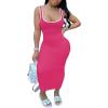 imagePINSV Womens Sexy Sleeveless Bodycon Tank Dress U Neck Halter Wrap Long Maxi Dresses Casual Party Beach SundressesRose Red