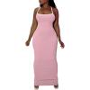 imagePINSV Womens Summer Slip Dresses Spaghetti Strap Bodycon Maxi Dress CasualPink a