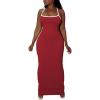 imagePINSV Womens Summer Slip Dresses Spaghetti Strap Bodycon Maxi Dress CasualRed a