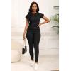 imagePINSV Women 2 Piece Outfits Summer Sweatsuits Track Suits Short Tops Long Pant Sweat Suit Legging Jogger SetsBlack