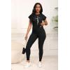 imagePINSV Women 2 Piece Outfits Summer Sweatsuits Track Suits Short Tops Long Pant Sweat Suit Legging Jogger SetsBlack a