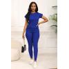 imagePINSV Women 2 Piece Outfits Summer Sweatsuits Track Suits Short Tops Long Pant Sweat Suit Legging Jogger SetsBlue