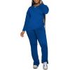 imagePINSV Womens 2 Piece Outfits Casual Sets Long Sleeve Top and Flare Pants Lounge Sets TracksuitBlue