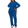 imagePINSV Womens 2 Piece Outfits Casual Sets Long Sleeve Top and Flare Pants Lounge Sets TracksuitBlue