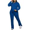 imagePINSV Womens 2 Piece Outfits Casual Sets Long Sleeve Top and Flare Pants Lounge Sets TracksuitBlue