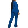 imagePINSV Womens 2 Piece Outfits Casual Sets Long Sleeve Top and Flare Pants Lounge Sets TracksuitBlue