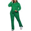 imagePINSV Womens 2 Piece Outfits Casual Sets Long Sleeve Top and Flare Pants Lounge Sets TracksuitGreen