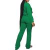 imagePINSV Womens 2 Piece Outfits Casual Sets Long Sleeve Top and Flare Pants Lounge Sets TracksuitGreen