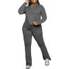 imagePINSV Womens 2 Piece Outfits Casual Sets Long Sleeve Top and Flare Pants Lounge Sets TracksuitGrey