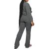 imagePINSV Womens 2 Piece Outfits Casual Sets Long Sleeve Top and Flare Pants Lounge Sets TracksuitGrey