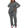 imagePINSV Womens 2 Piece Outfits Casual Sets Long Sleeve Top and Flare Pants Lounge Sets TracksuitGrey