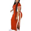 imagePINSV Womens Plus Size Maxi Dress Summer Casual Short Sleeve Split Long DressesOrange
