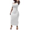 imagePINSV Womens Sexy Bodycon Tank Dress Basic Sleeveless Long Maxi Dresses Party Club Beach Sundresses White L