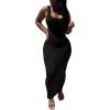 imagePINSV Womens Sexy Bodycon Tank Dress Basic Sleeveless Long Maxi Dresses Party Club Beach SundressesAblack