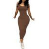 imagePINSV Womens Sexy Bodycon Tank Dress Basic Sleeveless Long Maxi Dresses Party Club Beach SundressesAcoffee