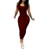 imagePINSV Womens Sexy Bodycon Tank Dress Basic Sleeveless Long Maxi Dresses Party Club Beach SundressesAwine Red